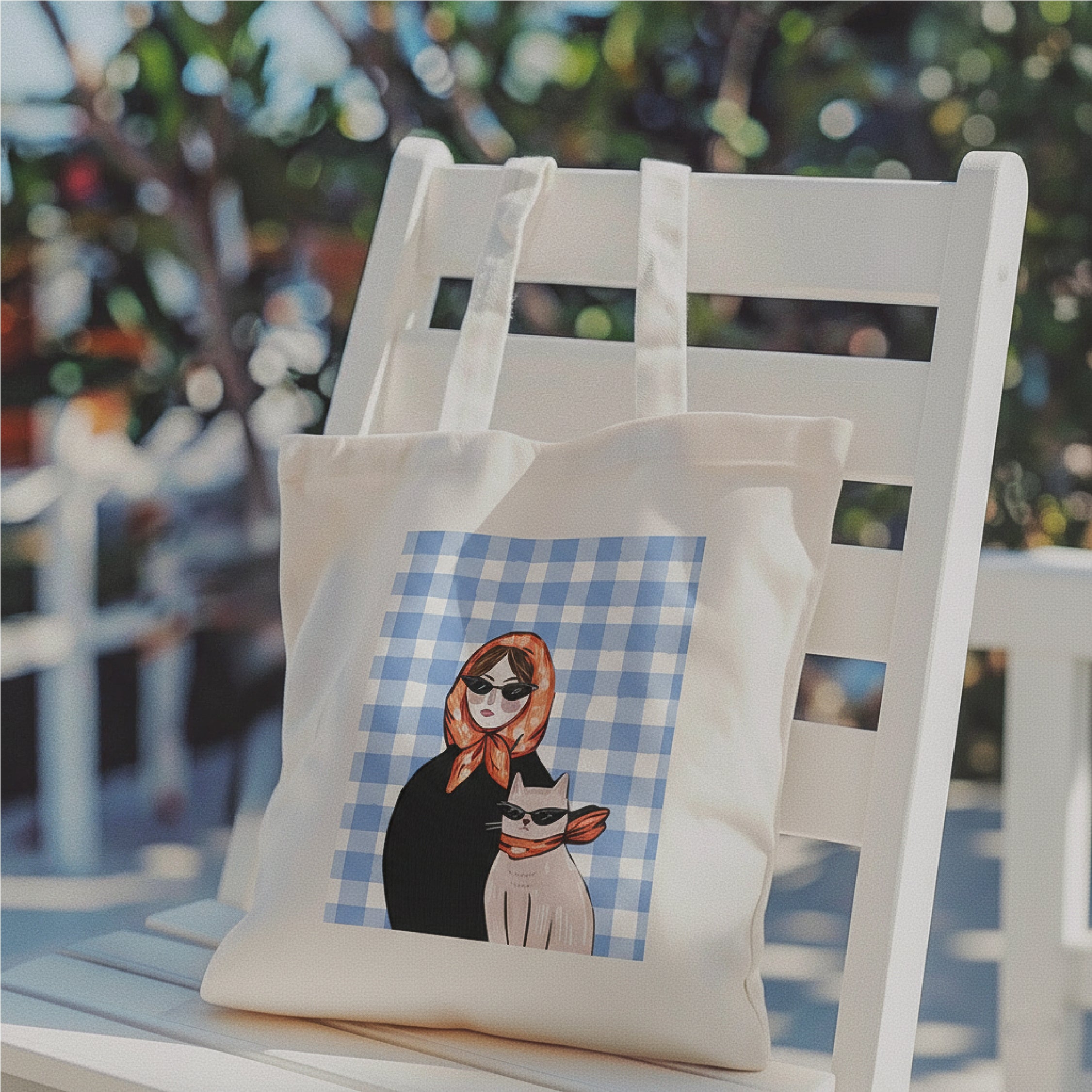 Girl with Her Cat - Tote