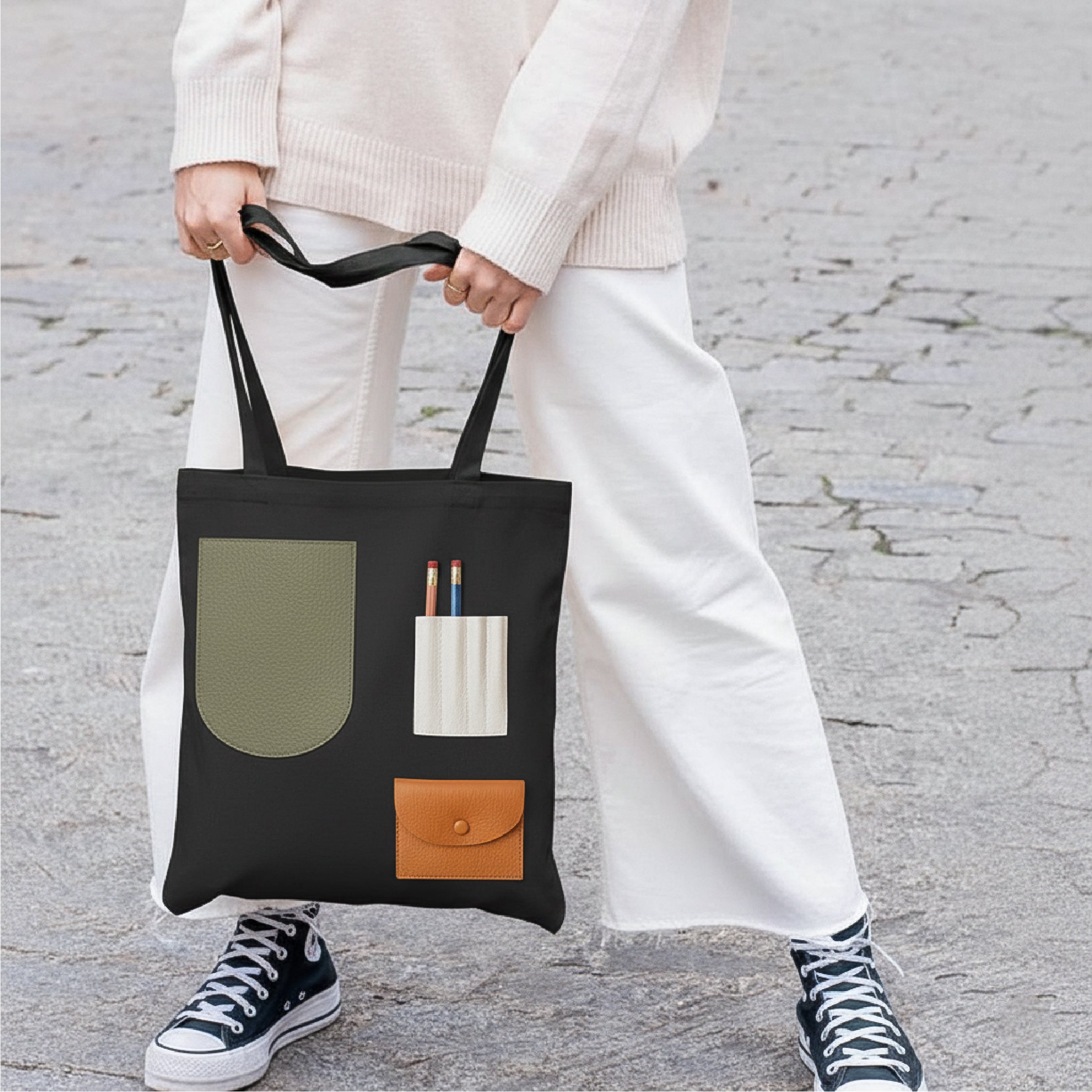 Geometric Black - Tote